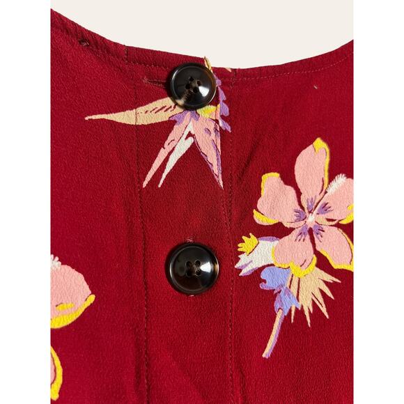 Madewell Red Birds of Paradise Floral Print Button Up Short Sleeve Top Size S - Picture 9 of 9
